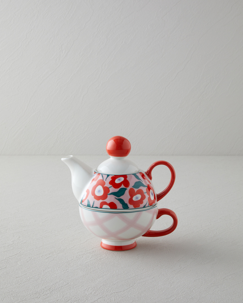 Bright Parade New Bone China Demlik Seti 400 – 290 ml Kırmızı
