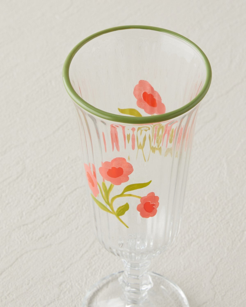 Bright Petals Cam 3'lü Ayaklı Bardak 120 ml Renkli