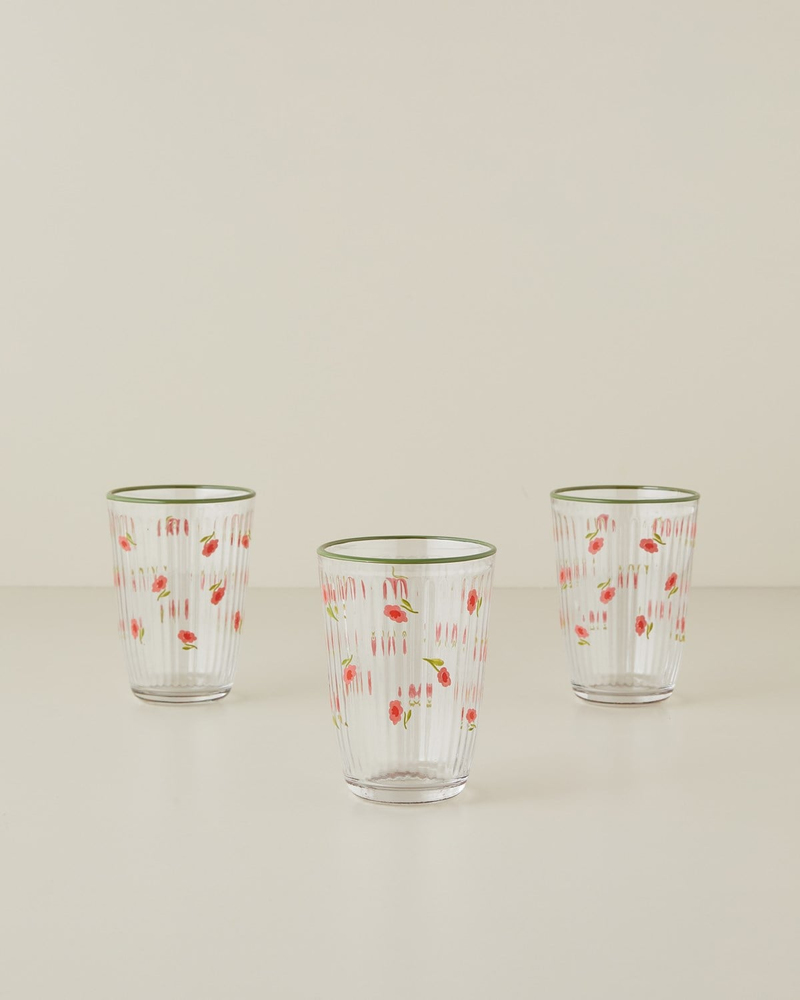 Bright Petals Cam 3'lü Bardak 395 ml Renkli