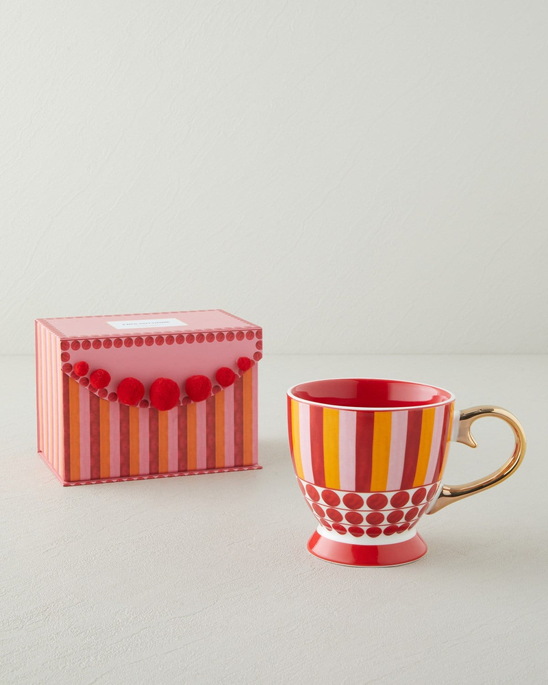 Bright Vionna New Bone China Kupa 460 ml Pembe-Kırmızı-Turuncu
