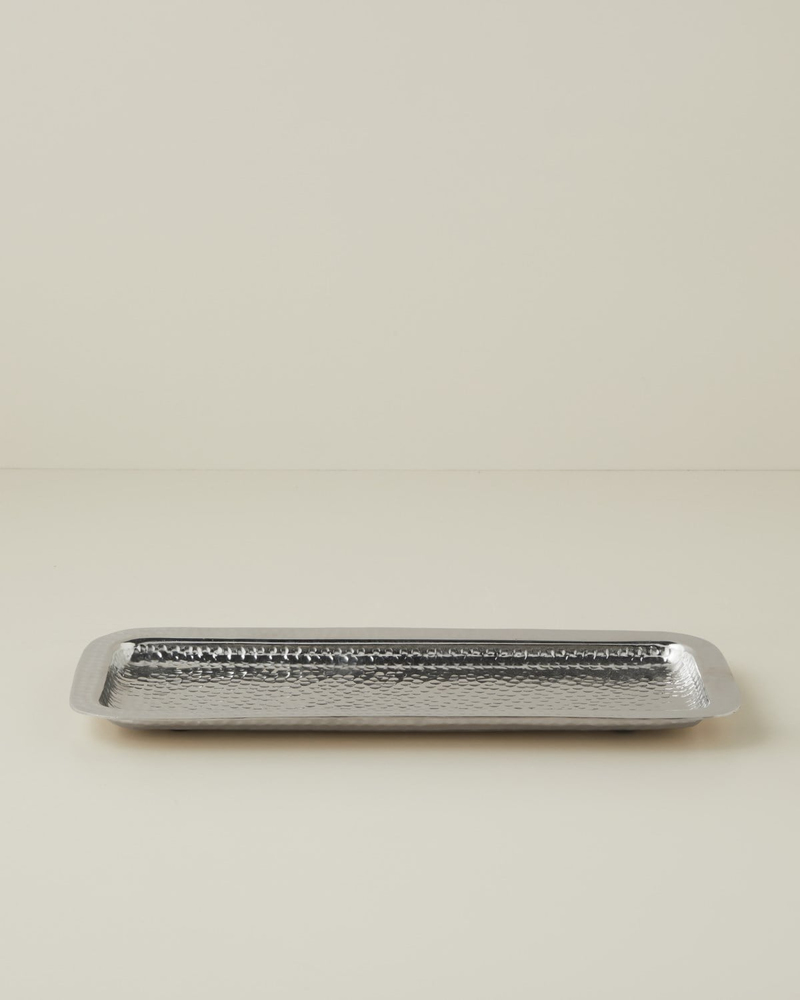 Buquet Metal Dekoratif Tabak 41x18x3 cm Gümüş