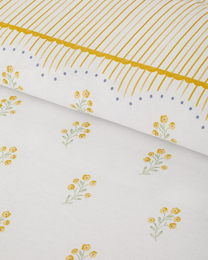 Butter Bloom Pamuklu Çift Kişilik Nevresim Seti 200x220 cm Hardal