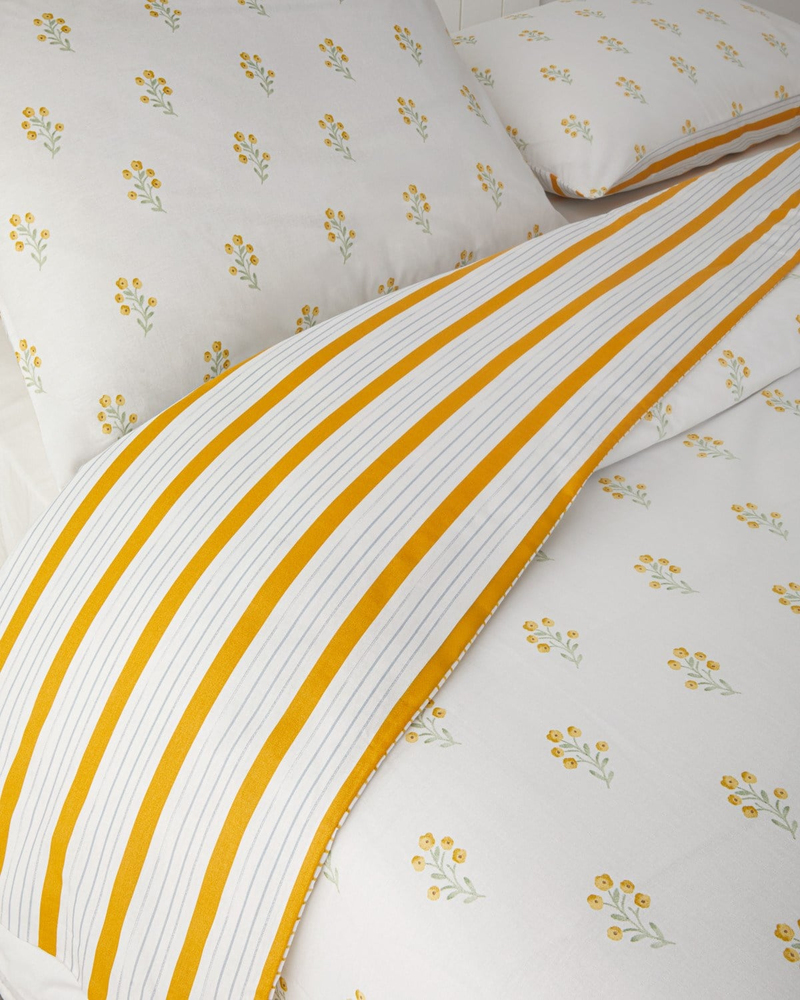 Butter Bloom Pamuklu Çift Kişilik Nevresim Seti 200x220 cm Hardal