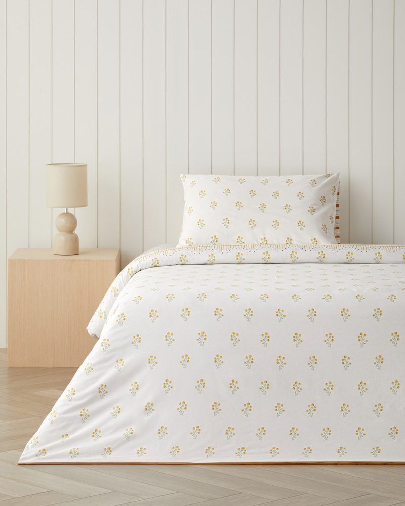Butter Bloom Pamuklu Tek Kişilik Nevresim Seti 160x220 cm Hardal