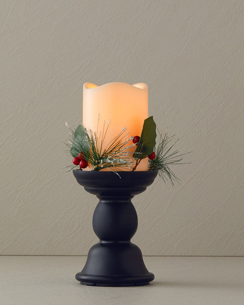 Candlestick Ledli Dekoratif Aydınlatma 9,7x9,7x23 cm Siyah