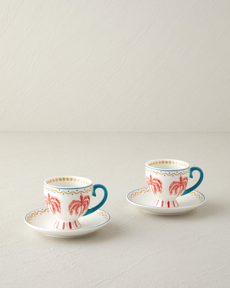 Carnival Tree New Bone China Kahve Fincan Takımı Açık Mavi