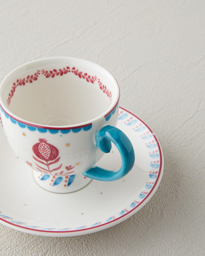 Carnival Tulip New Bone China Kahve Fincan Takımı 4 Parça 2 Kişilik Açık Mavi