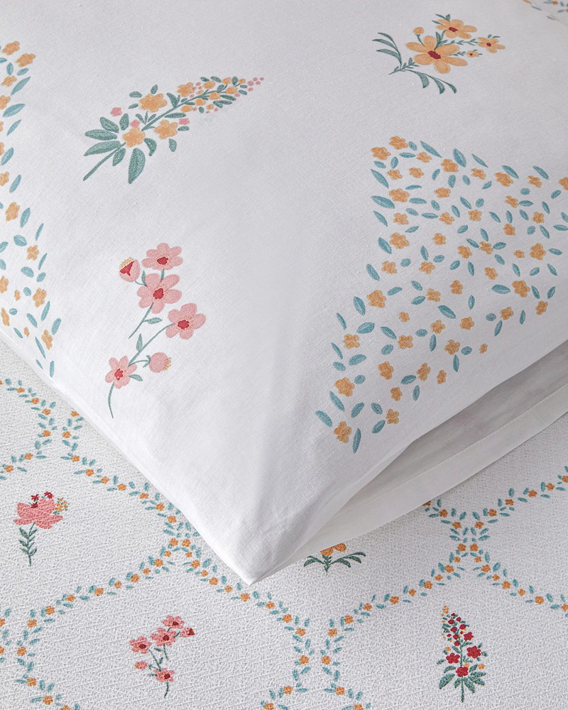 Chamomile Cells Baskılı King Size Pike Takımı 240x220 cm Sarı