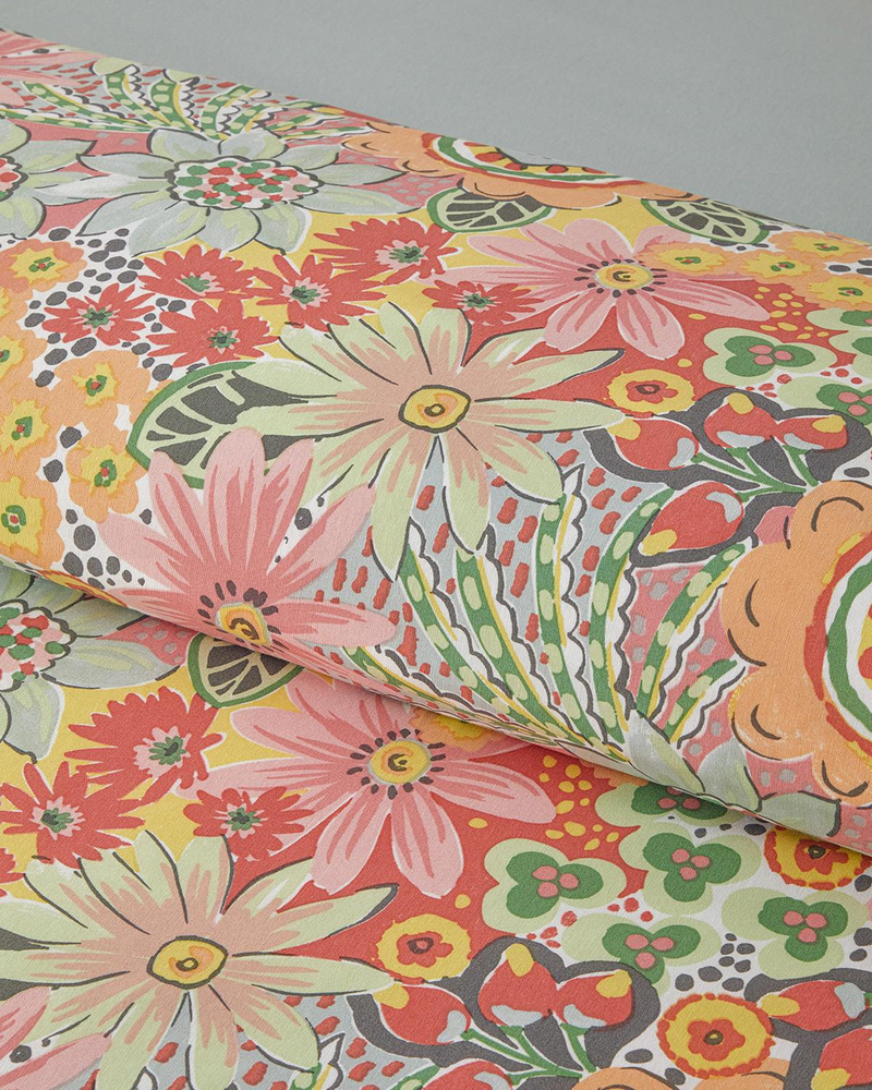 Charming Blossoms Kolay Ütülenir Çift Kişilik Nevresim Takımı 200x220 cm Pembe - Turuncu