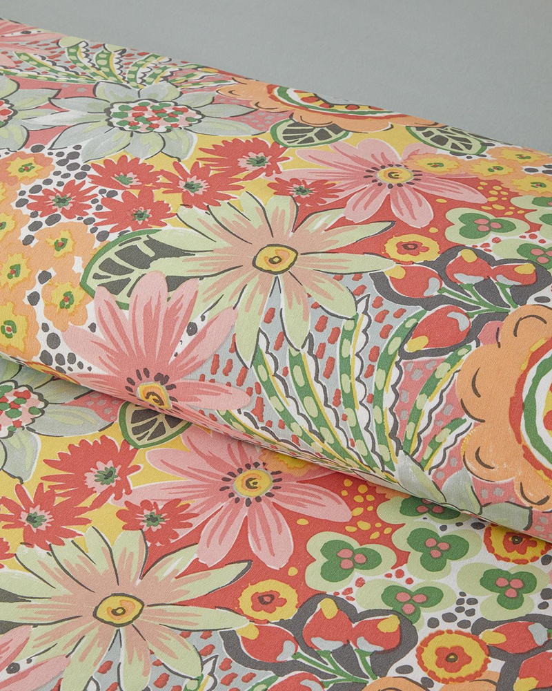 Charming Blossoms Kolay Ütülenir Tek Kişilik Nevresim Takımı 160x220 cm Pembe - Turuncu