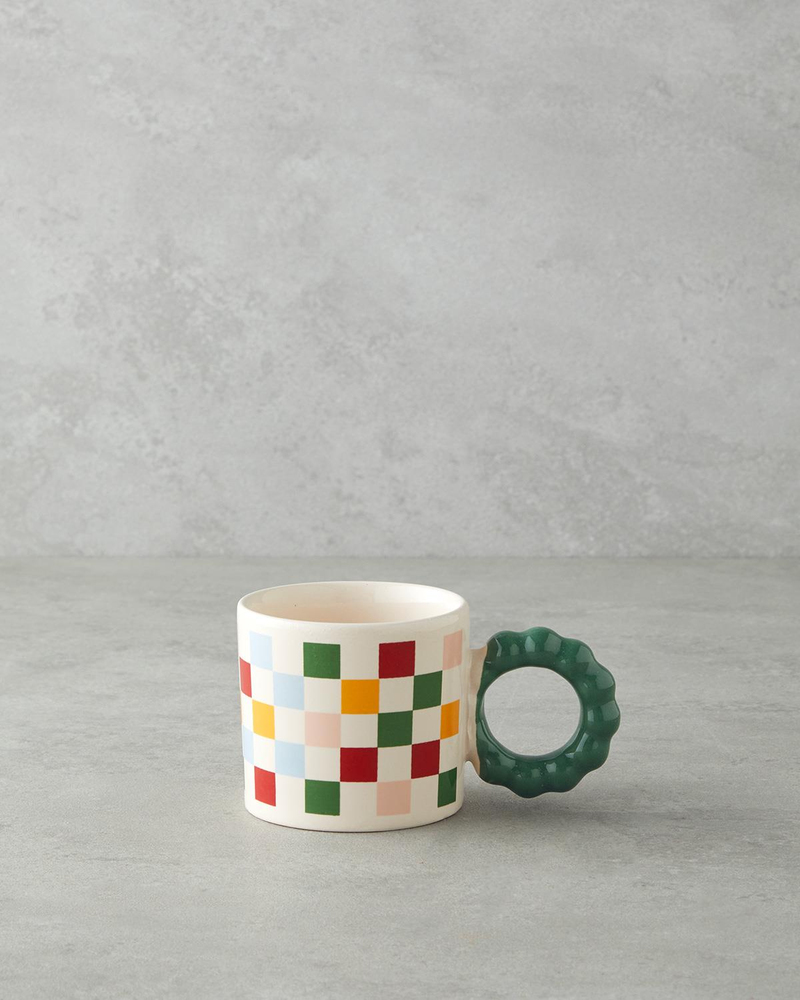 Checkerboard Seramik Kupa 260 ml Renkli