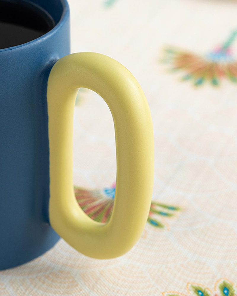 Cheerful New Bone China Kupa 350 ml Sarı-Lacivert
