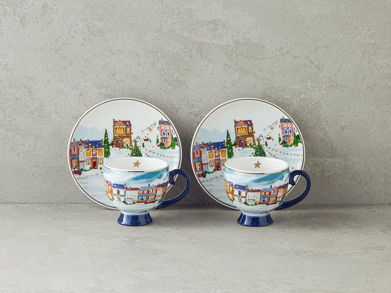 Cheerful Place New Bone China 4 Parça 2 Kişilik Kahve Fincan Takımı Renkli