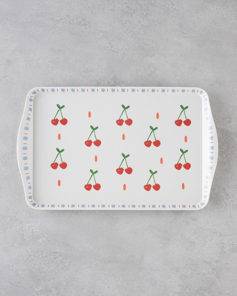 Cherries Melamin Tepsi 24x39 Cm Kırmızı