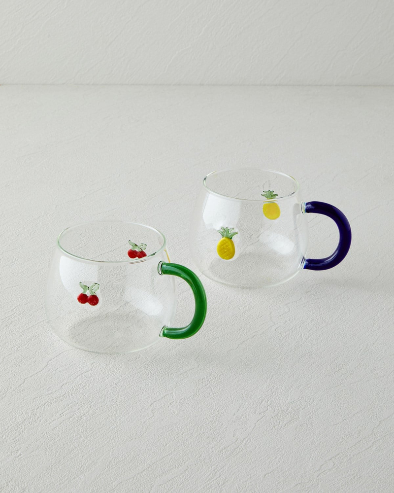 Cherry Borosilikat Cam Kupa 400 ml Kırmızı - Yeşil