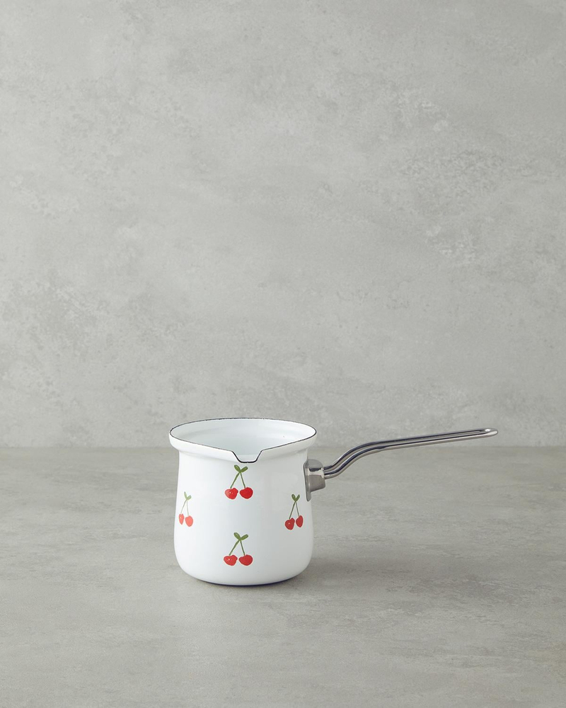 Cherry Dream Emaye Cezve 10 cm Beyaz