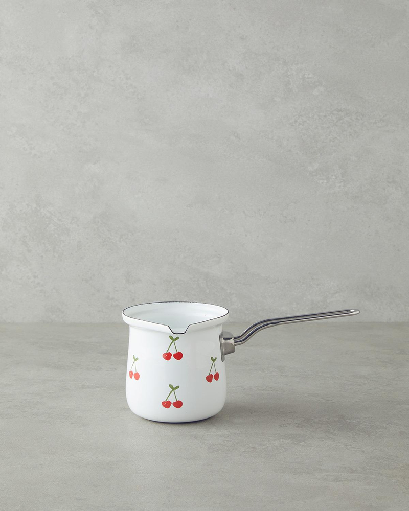 Cherry Dream Emaye Cezve 10 cm Beyaz