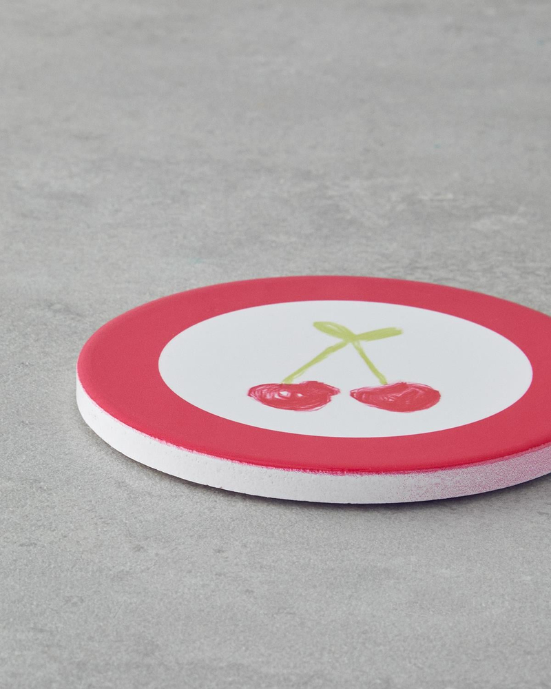Cherry Seramik Bardak Altlığı 11 cm Pembe
