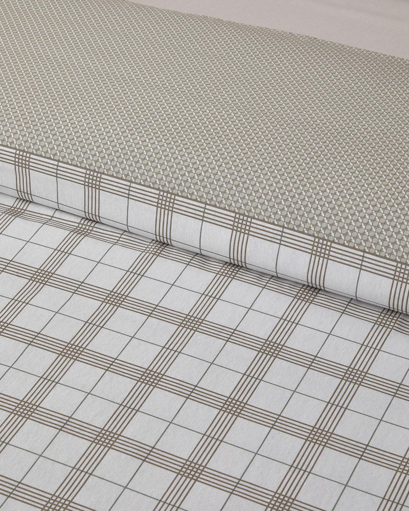 Chic Check Kolay Ütülenir Çift Kişilik Nevresim Takımı 200x220 cm Bej