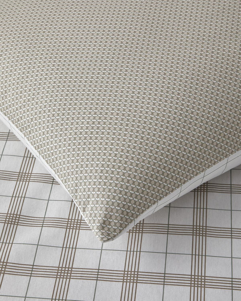 Chic Check Kolay Ütülenir Tek Kişilik Nevresim Takımı 160x220 cm Bej