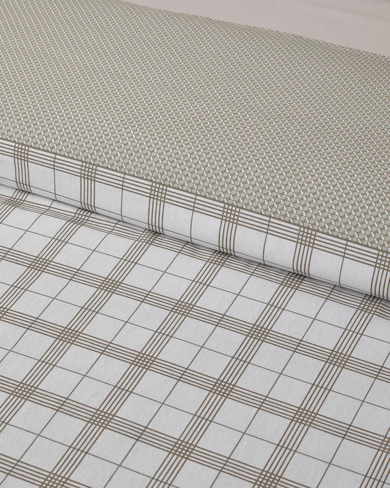 Chic Check Kolay Ütülenir Tek Kişilik Nevresim Takımı 160x220 cm Bej