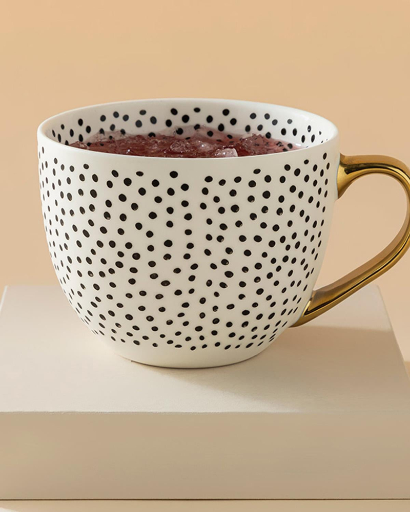 Chic Dots New Bone China Kupa 450 ml Siyah