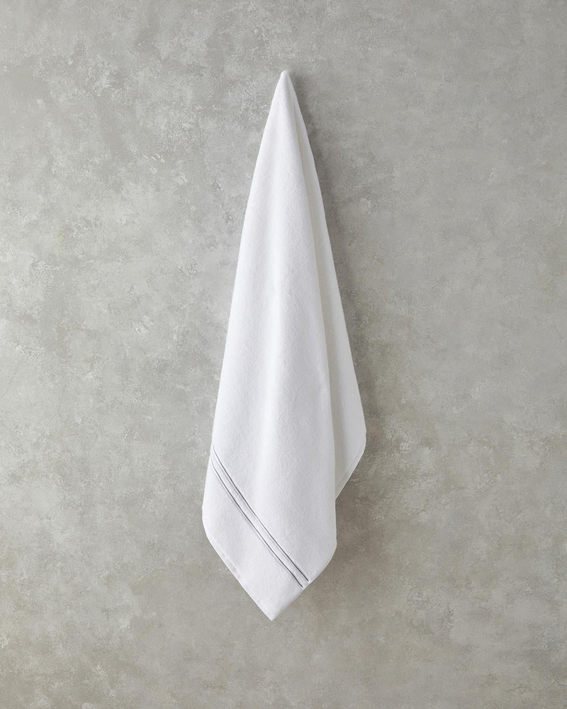 Chic Stripe Pamuklu Nakışlı Banyo Havlusu 90x150 cm Beyaz
