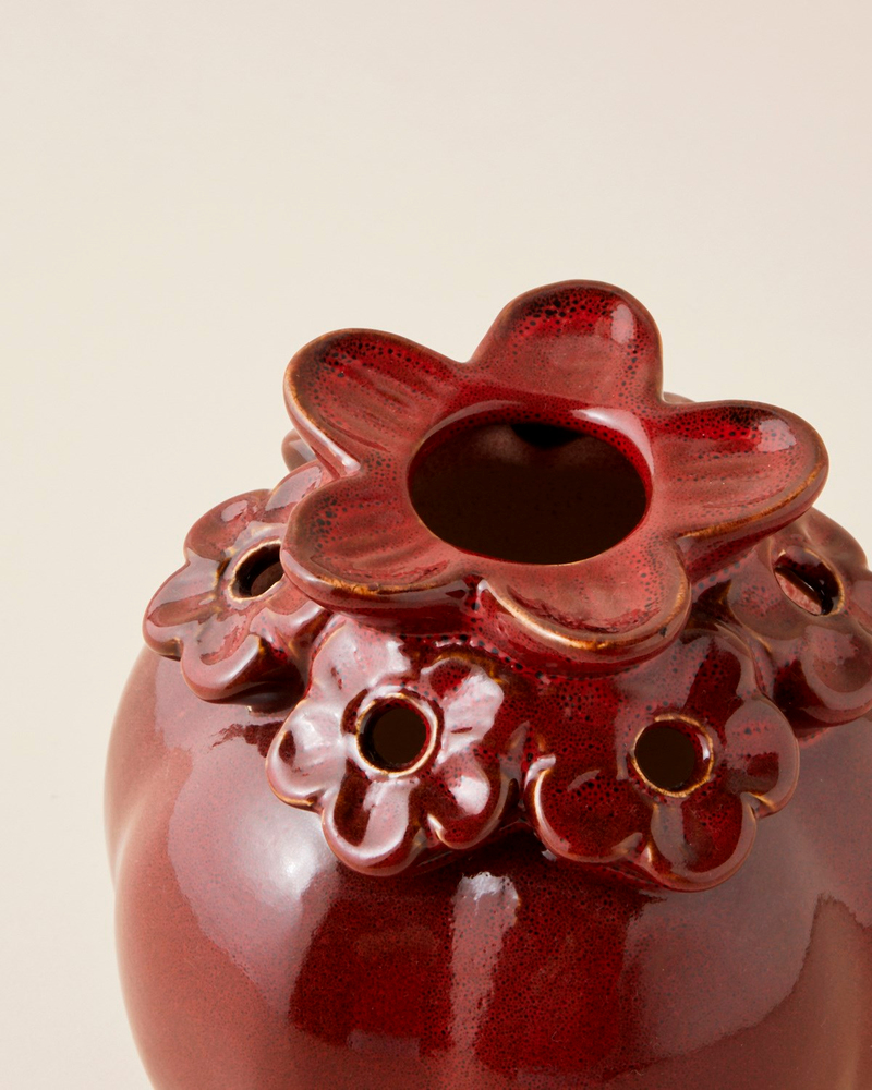 Chloe Seramik Vazo 14,5 cm Bordo