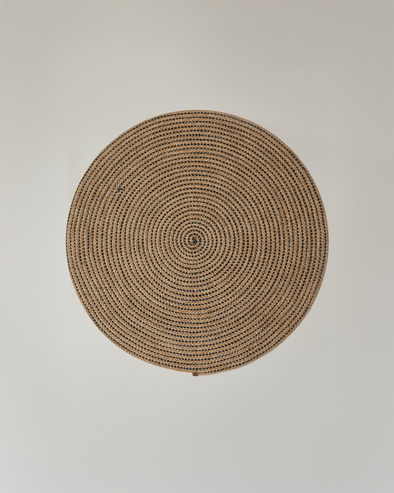 Circle Art Dekoratif Jüt Kilim 90 cm Natural-Siyah