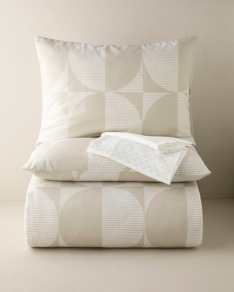 Circle Loop Kolay Ütülenir Çarşaflı Çift Kişilik Nevresim Takımı 200x220 cm Taş Rengi