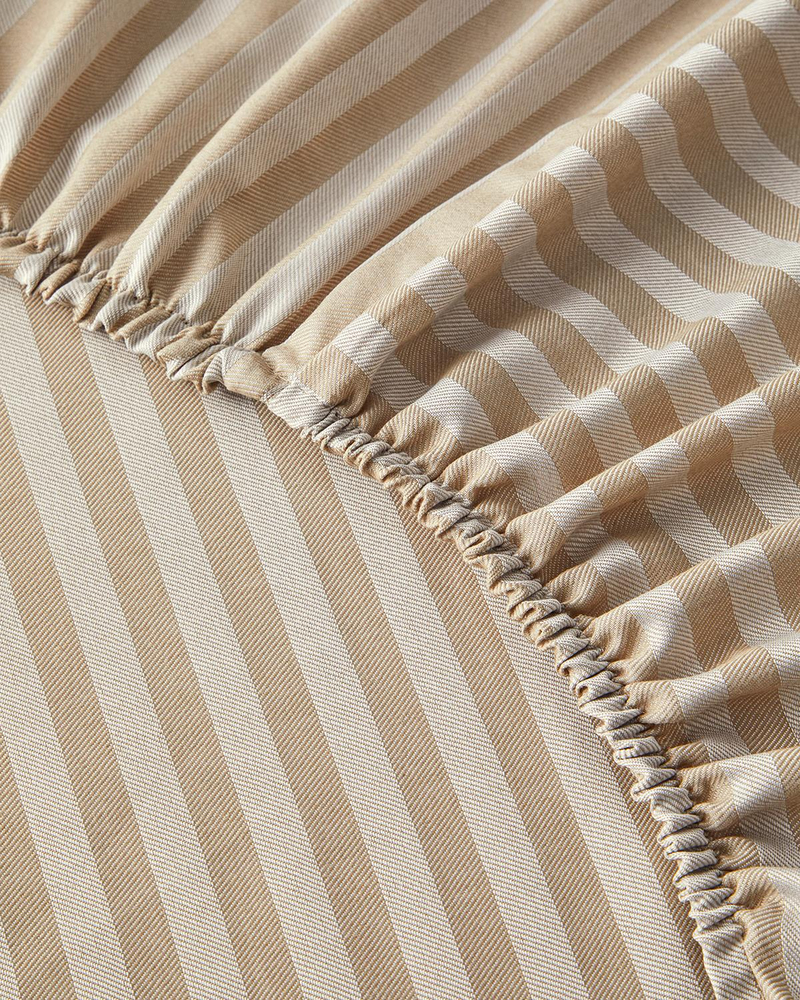 Classy Stripe Twill King Size Lastikli Çarşaf Bej