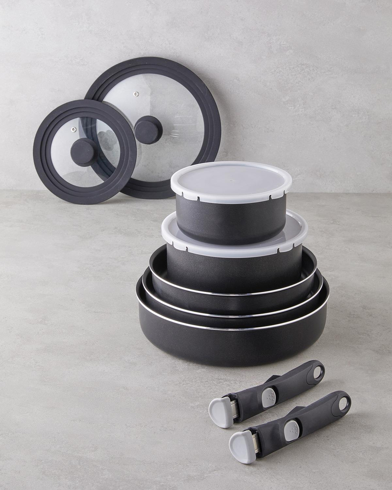 ClickEase Premium 11 Parça Tencere Seti 16 – 20 – 24 – 26 - 28 cm Siyah