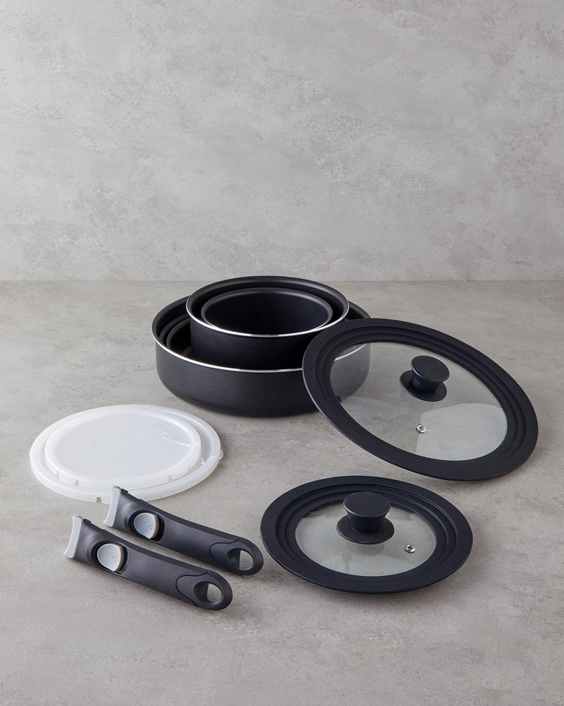 ClickEase Premium 11 Parça Tencere Seti 16 – 20 – 24 – 26 - 28 cm Siyah