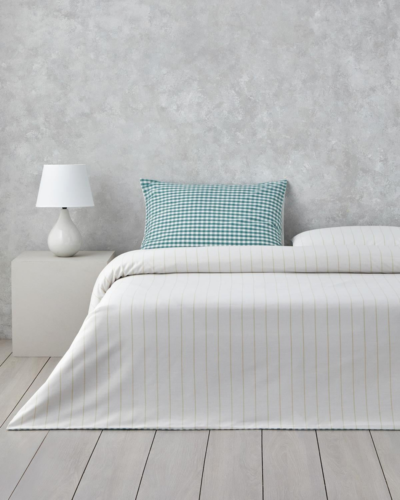 Clouded Grid İpliği Boyalı Çift Kişilik Nevresim Takımı 200x220 cm Koyu Yeşil