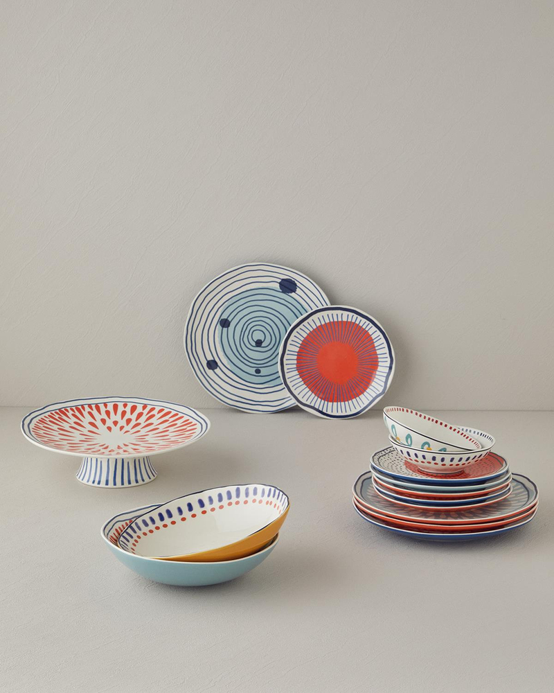 Coachella Splash Stoneware Servis Tabağı Mavi