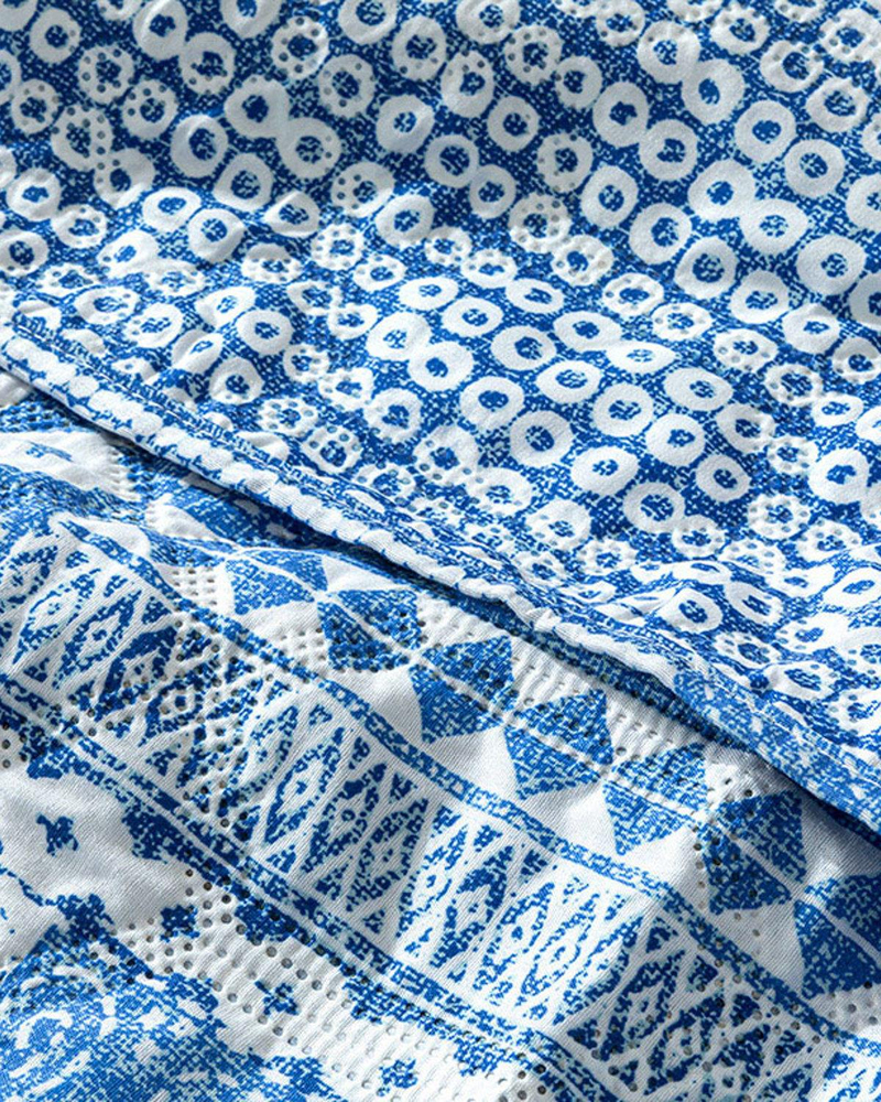 Coastal Patchwork Çift Kişilik Çift Taraflı Yatak Örtüsü Mavi