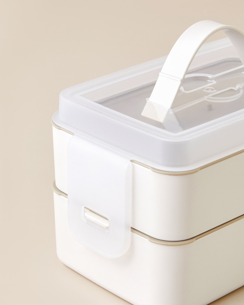 Collotte Plastik 4 Parça Lunch Box Saklama Kabı 10,5x17 cm Krem