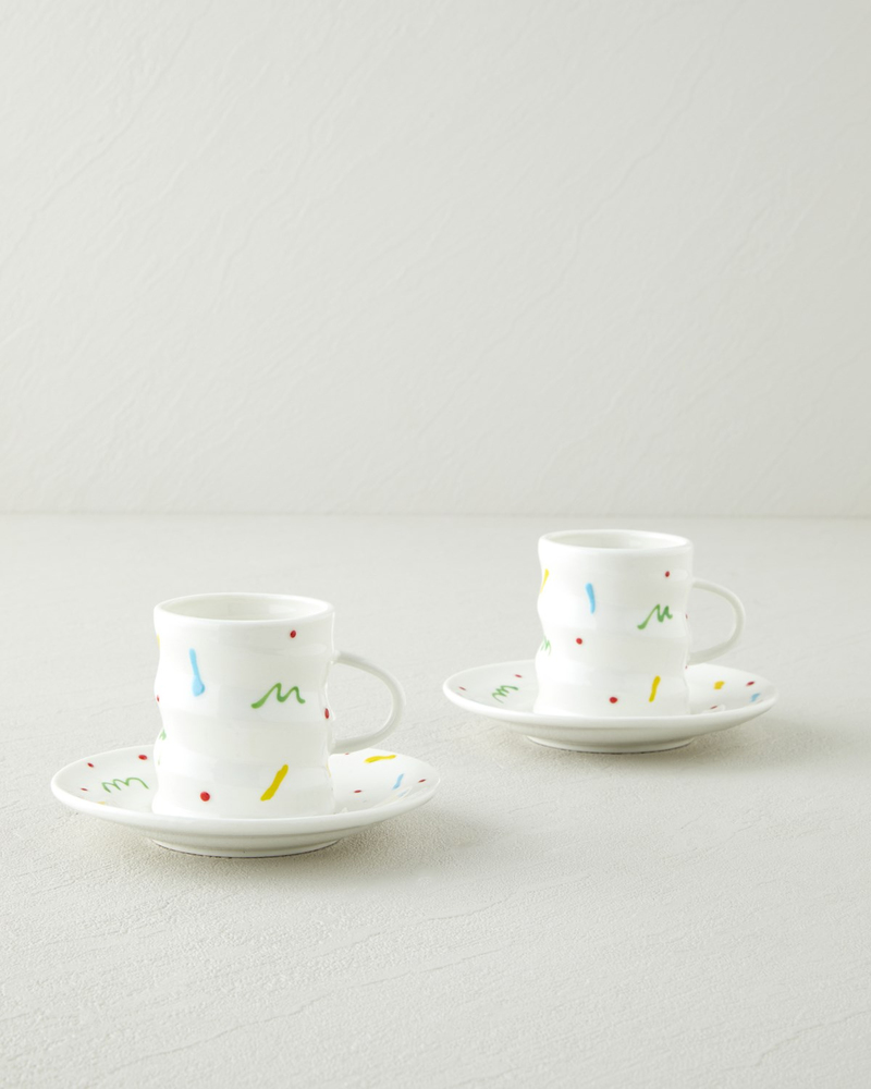 Confella New Bone China 4 Parça 2 Kişilik Kahve Fincan Takımı 100 ml Renkli