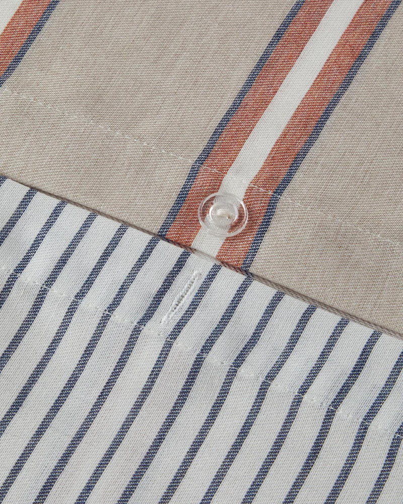 Cool Stripe İpliği Boyalı King Size Nevresim Takımı 240x220 cm Terracota - Bej