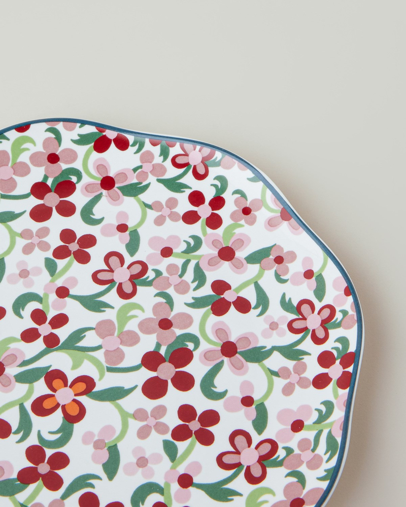 Country Bloom New Bone Pasta Tabağı 20 cm Kırmızı-Pembe