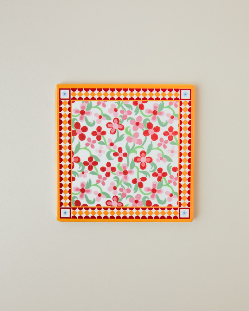 Country Bloom Seramik Bardak Altlığı 11 cm Pembe