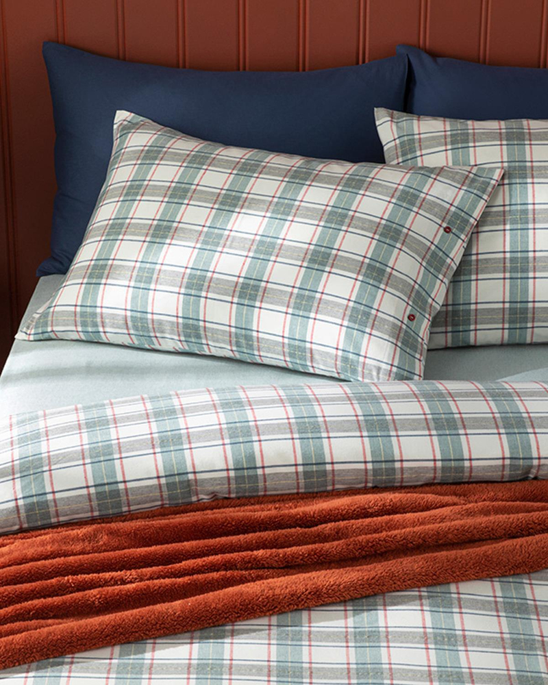 Cozy Plaid Winter Soft Çift Kişilik Nevresim Takımı Yeşil