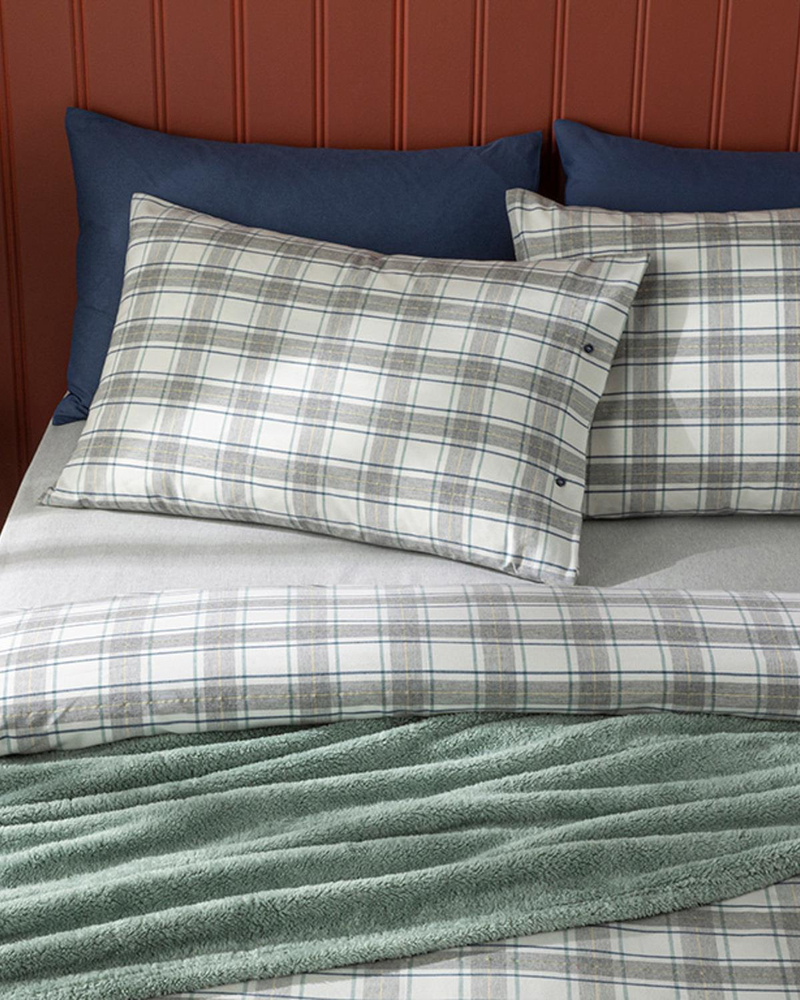 Cozy Plaid Winter Soft Çift Kişilik Nevresim Takımı Gri