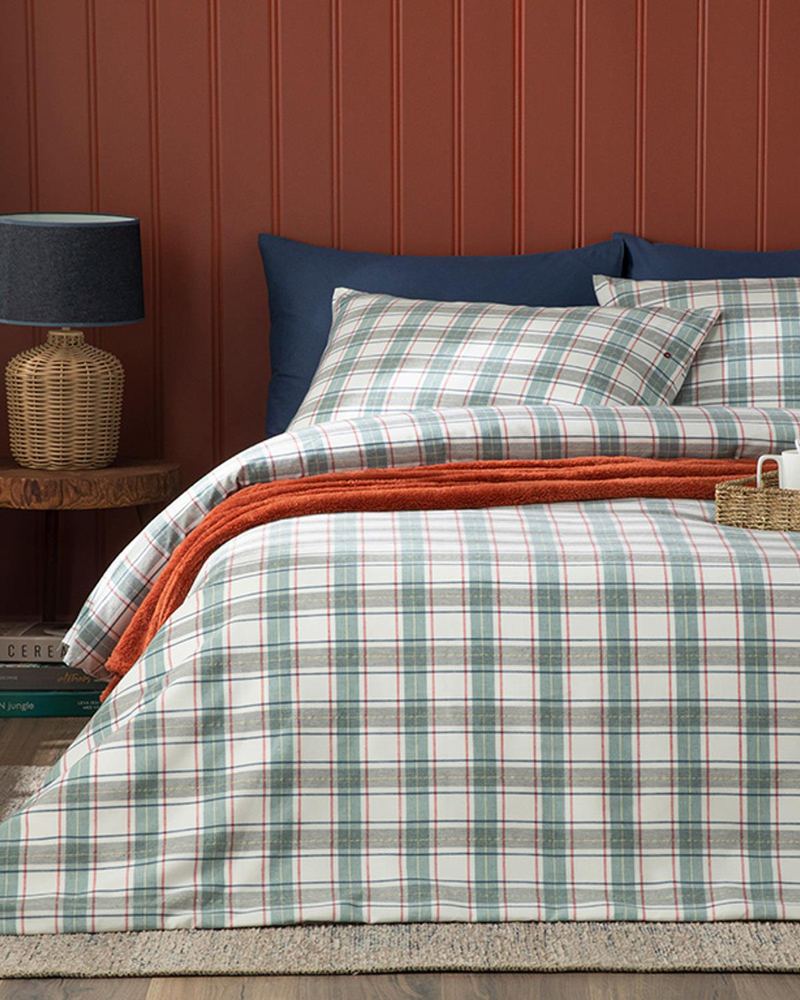 Cozy Plaid Winter Soft Çift Kişilik Nevresim Takımı Yeşil