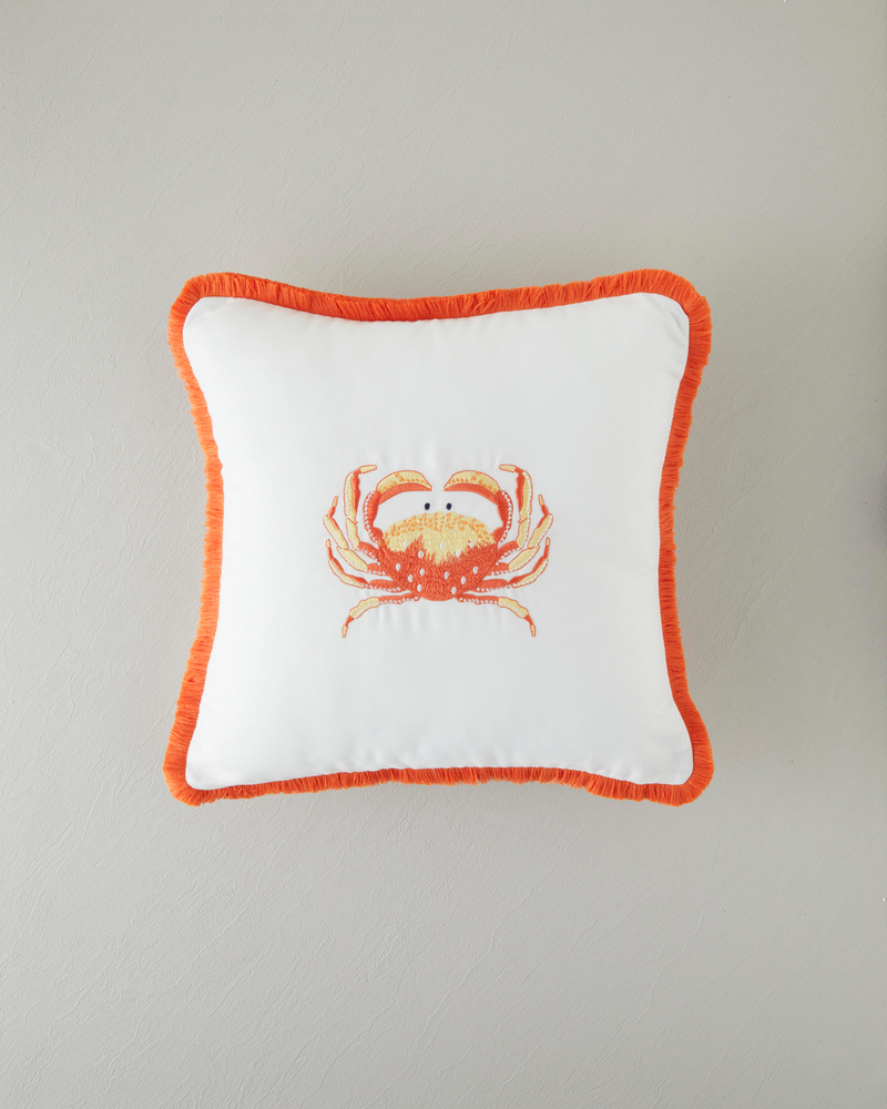 Crab Nakışlı Kırlent Kılıfı Turuncu