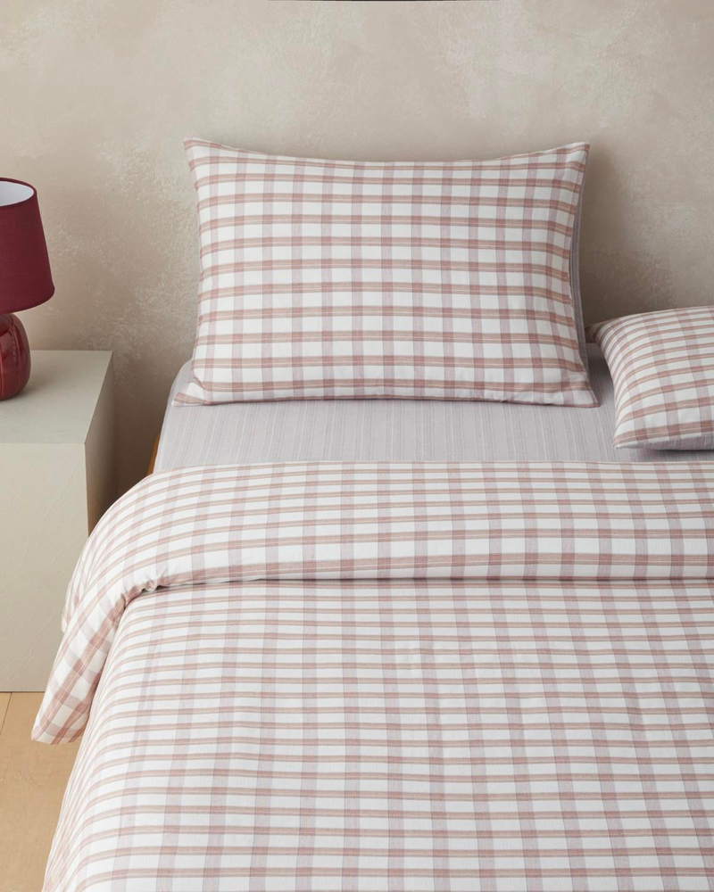 Crispcheck İpliği Boyalı Çift Kişilik Nevresim Takımı 200x220 cm Turuncu
