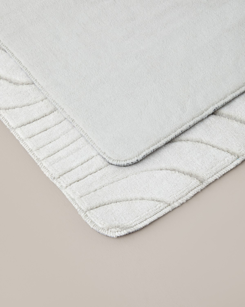 Curveline Kaydırmaz Taban Banyo Paspası Seti 60x100 cm + 50x60 cm Bej