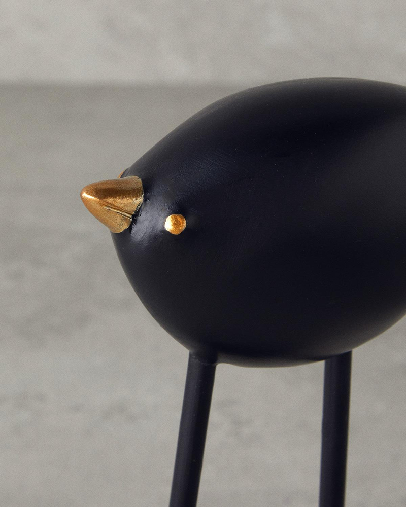 Cute Birds Polyresin Biblo Siyah