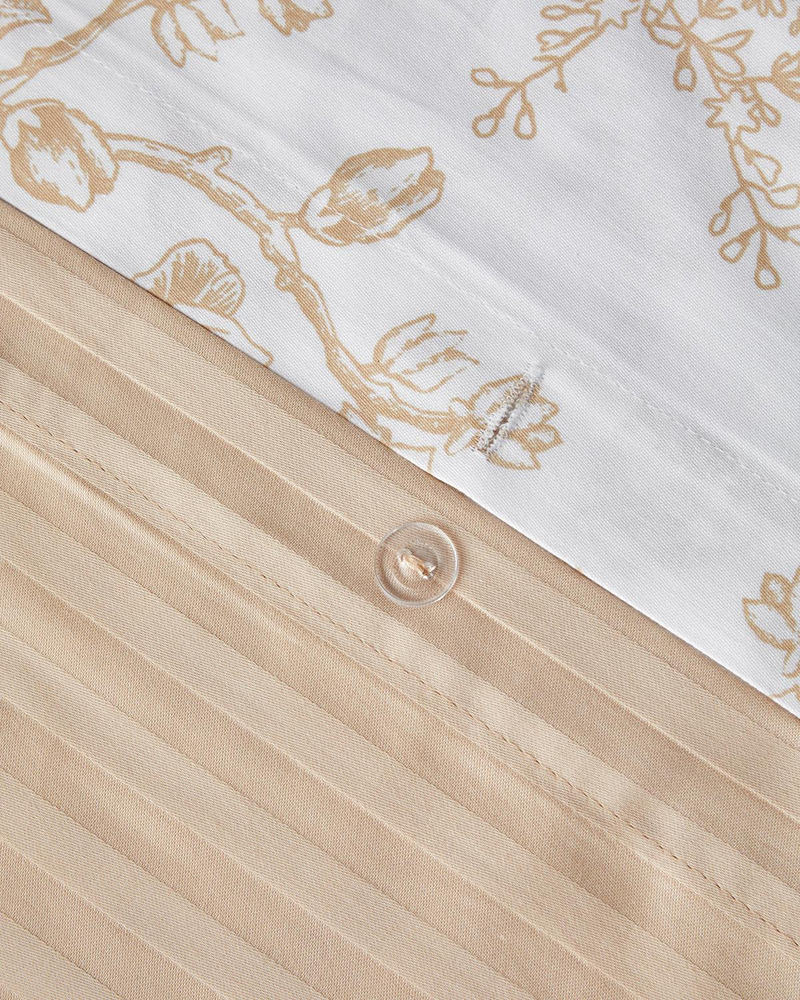 Dainty Bird Pamuk Saten King Size Nevresim Takımı 240x220 cm Gold