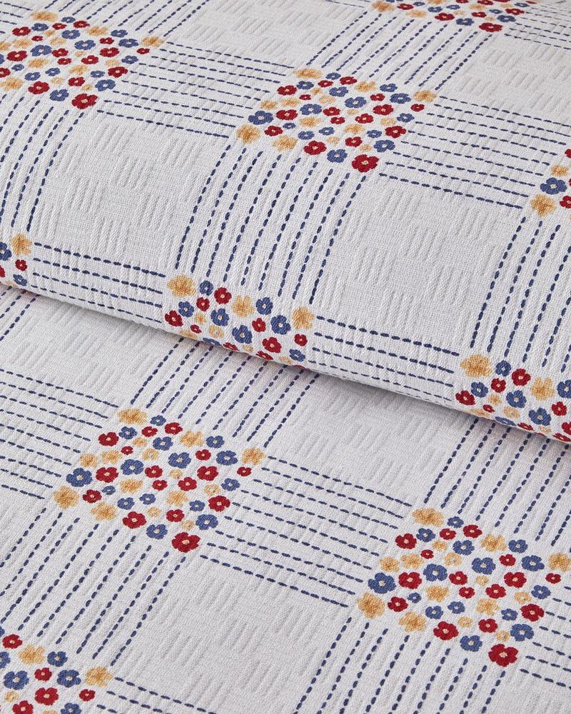 Daisy Plaid Baskılı Pamuklu Tek Kişilik Pike 150x220 cm Mavi